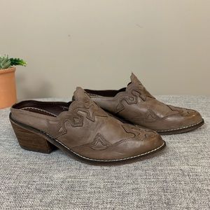 Envy - Lasso Distressed Leather Western Heel Mule